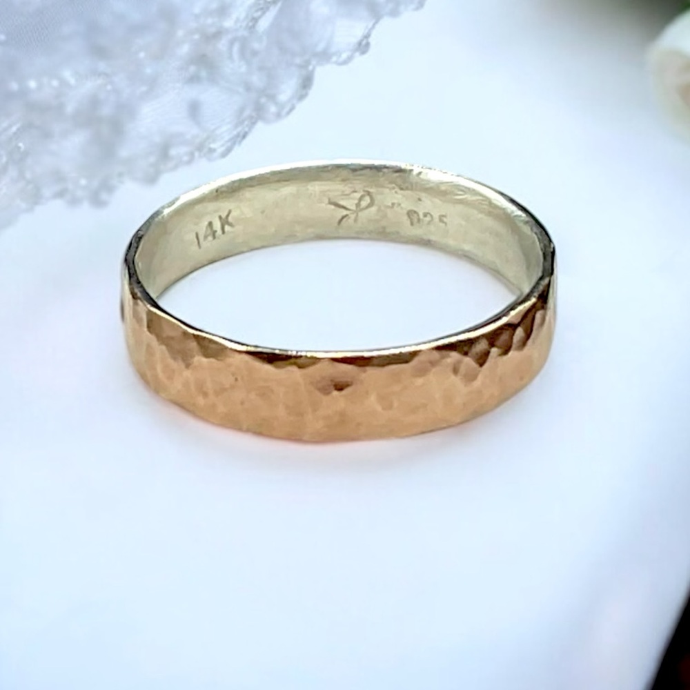 David Tishbi Hammered 14K Gold and 925 Sterling Ring. One of a kind!